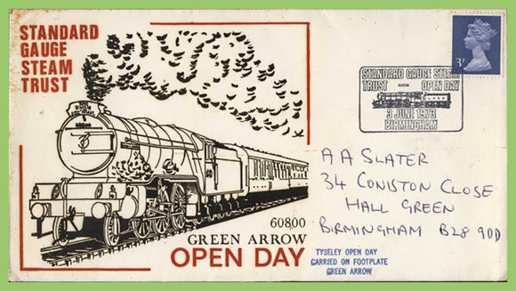 G.B. 1973 Standard Gauge Steam Trust, Open Day, Cover carried on the footplate of Green Arrow