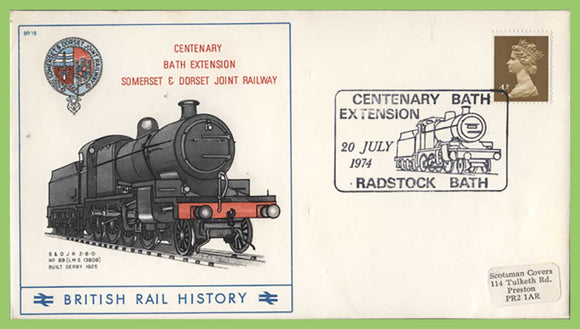G.B. 1974 British Rail History, Centenary Bath Extension, Somerset & Dorset Joint Railway cover