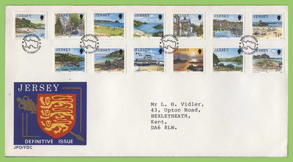 Jersey 1989 12 definitives on First Day Cover, typed