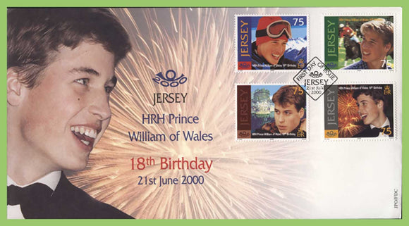Jersey 2000 Prince Williams 18th Birthday set on First Day Cover