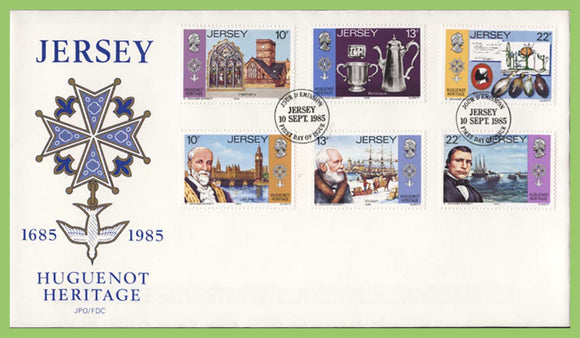 Jersey 1985 Hugenot Heritage set on First Day Cover
