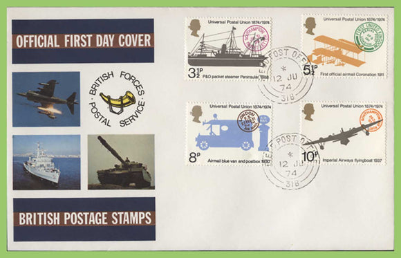 G.B. 1974 UPU set on Forces First Day Cover, FPO 318