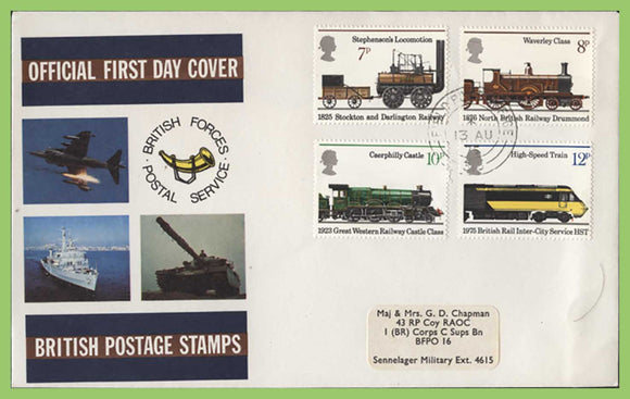G.B. 1975 Trains set on Forces First Day Cover, FPO 318