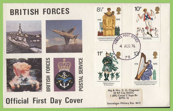 G.B. 1976 Culture set on Forces First Day Cover, FPO 79