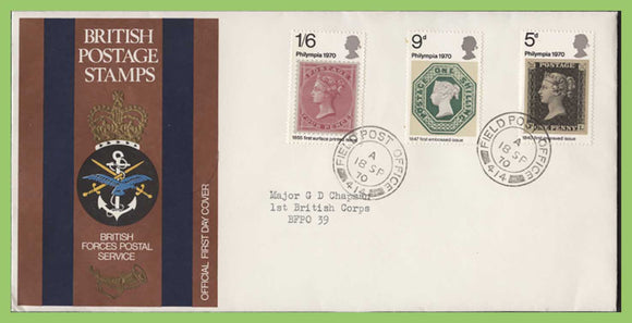 G.B. 1970 Philympia set on Forces First Day Cover, FPO 414