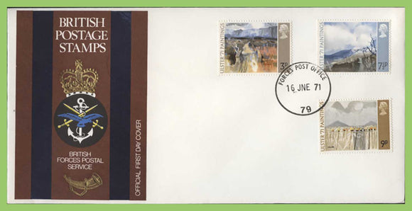 G.B. 1971 Ulster Paintings set on Forces First Day Cover, FPO 79