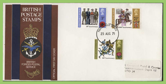 G.B. 1971 General Anniversaries set on Forces First Day Cover, FPO 79