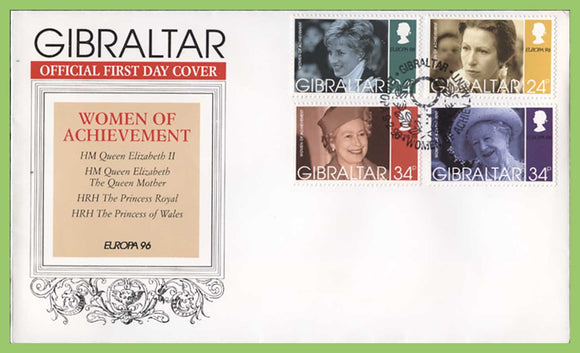 Gibraltar 1996 Women of Achievement set on First Day Cover