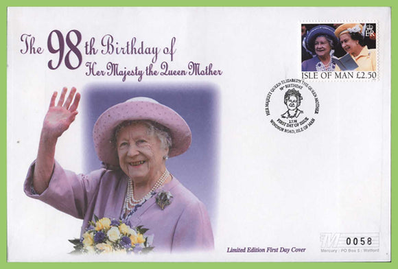 Isle of Man 1998 Queen Mother 98th Birthday £2.50 First Day Cover