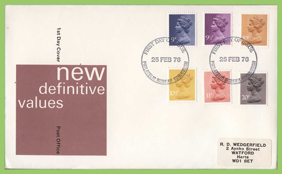 G.B. 1976 Definitives on Post Office First Day Cover, Edinburgh Bureau