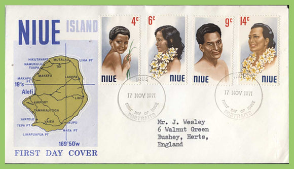 Niue 1971 Headdress set on First Day Cover