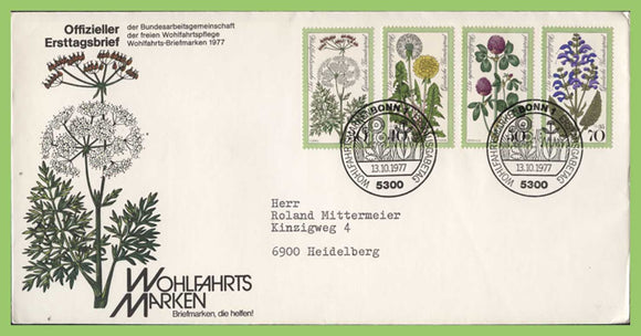 Germany 1977 Flowers set on First Day Cover, Bonn