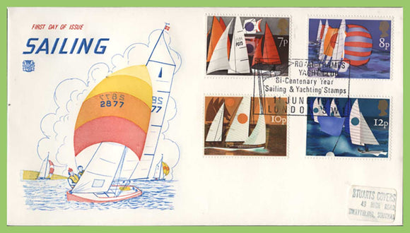 G.B. 1975 Sailing set on Stuart, label First Day Cover, Royal Thames Yacht Club