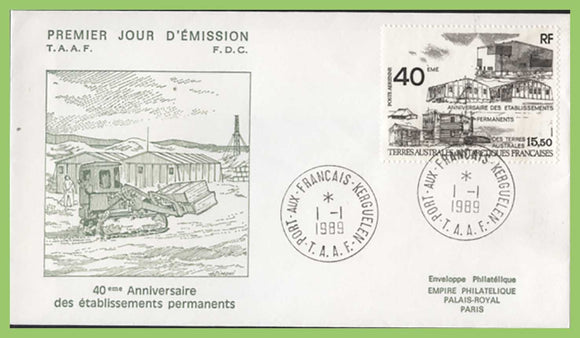 French Antarctic 1989 40th Anniversary of settlement on First Day Cover