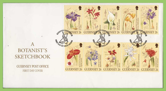 Guernsey 2000 Botanists Sketchbook, Flowers set on First Day Cover