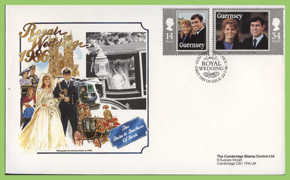Guernsey 1986 Royal Wedding, Duke & Duchess of York First Day Cover