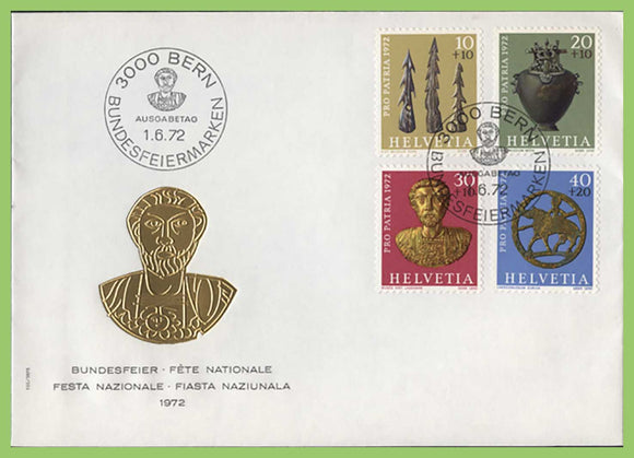Switzerland 1972 Pro Patria, Archaeological Discoveries (1st series) set on First Day Cover