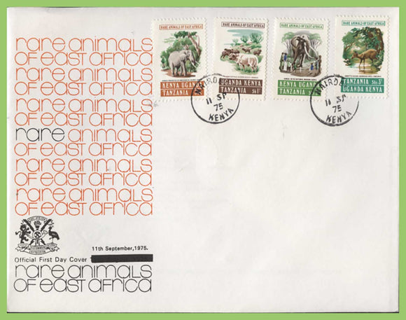 East Africa 1975 Rare Animals set on First Day Cover