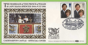 G.B. 1981 Royal Wedding set on Benham First Day Cover, Caernarfon