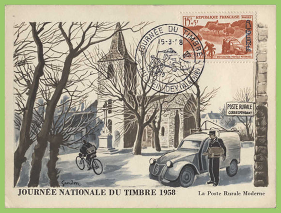 Algeria 1958 Stamp Day special cancel Maximum Card