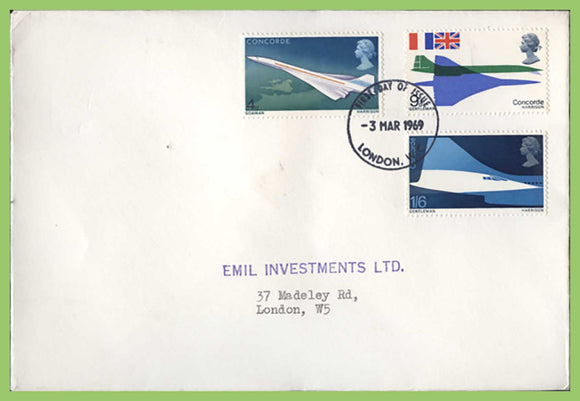 G.B. 1969 Concorde set on plain First Day Cover