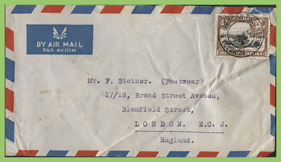 K.U.T. 1948 KGVI airmail cover 1/- stamp with Mombasa cancel to England