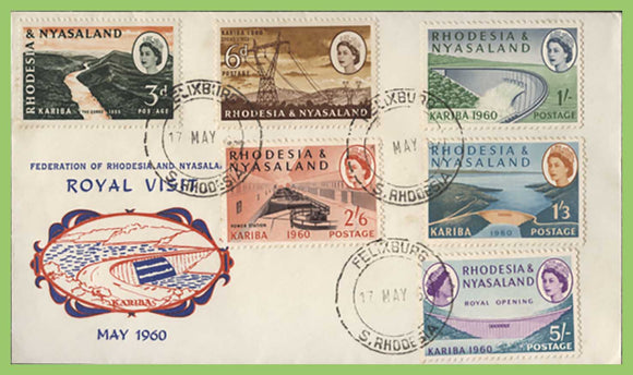 Rhodesia & Nyasaland 1960 Royal Visit Cover with Kariba Dam set, Felixberg cancel