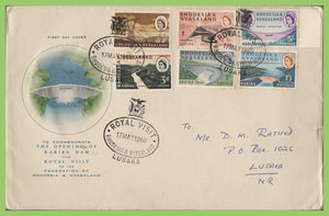 Rhodesia & Nyasaland 1960 Royal Visit Cover with Kariba Dam set, Lusaka cancel