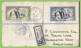 French Antarctic 1958 50f & 100f on registered Cover, Terre Adelie