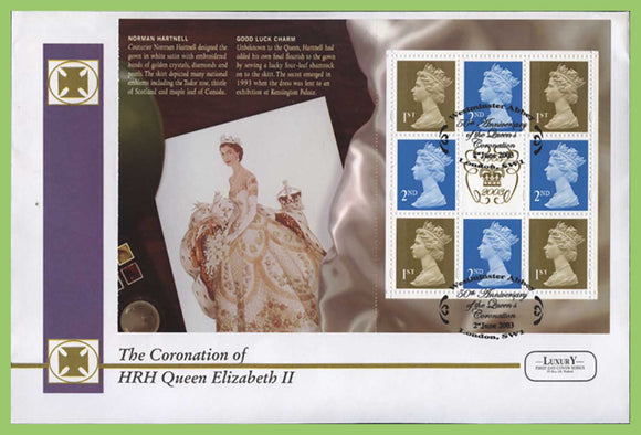 G.B. 2003 Coronation Anniversary se tenant booklet pane First Day Cover, London SW1