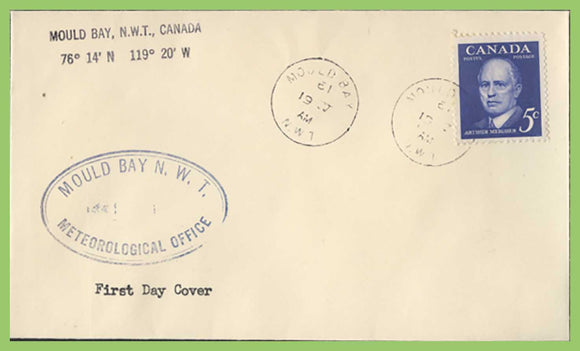 Canada 1961 Arthur Meighen First Day Cover, Mould Bay Meteorological Office cachet