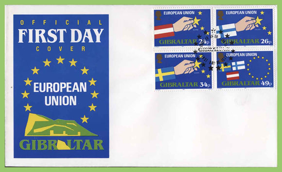 Gibraltar 1995 Expansion of European Union set on First Day Cover