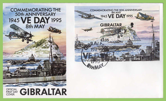 Gibraltar 1995 Second World War Warships (3rd series) M/S on First Day Cover