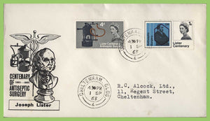 G.B. 1965 Joseph Lister set First Day Cover, Cheltenham