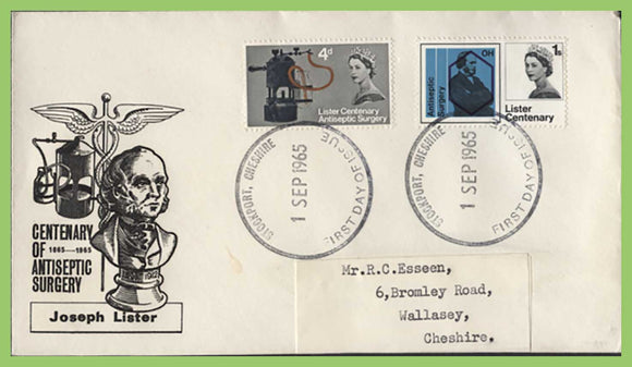 G.B. 1965 Joseph Lister set First Day Cover, Stockport