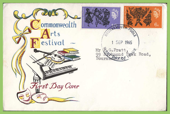 G.B. 1965 Commonwealth Arts Festival set First Day Cover, Bournemouth Poole