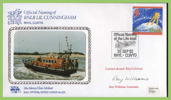 G.B. 1992 RNLI Cover No 220, Naming of RNLB 'Lil Cunningham' signed cover