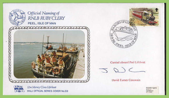 Isle of Man 1992 RNLI Cover No 219, Naming of RNLB 'Ruby Clery' signed cover