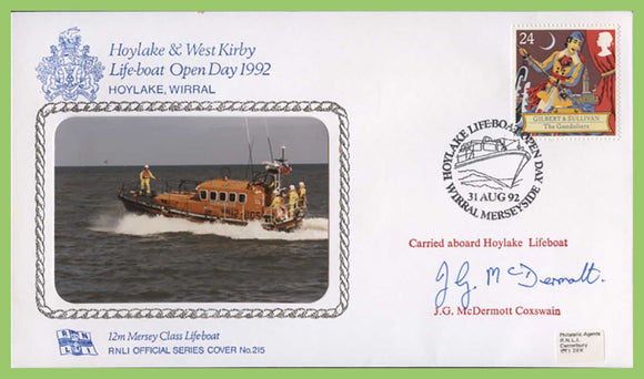 G.B. 1992 RNLI Cover No 215, Hoylake & West Kirby Open Day signed cover