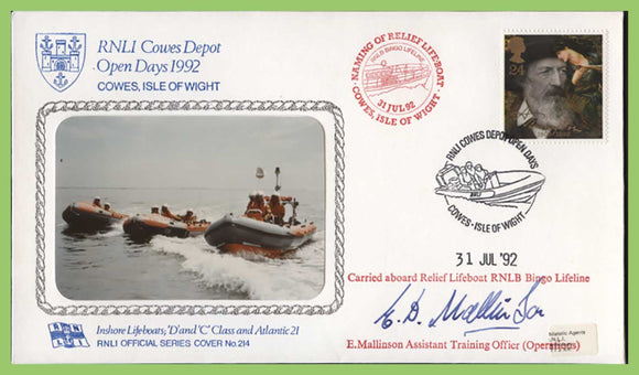 G.B. 1992 RNLI Cover No 214, Cowes Depot Open Days signed cover