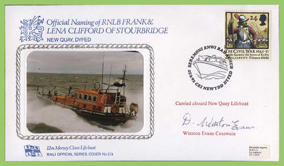 G.B. 1992 RNLI Cover No 213, Naming of RNLB 'Frank & Lena Clifford of Stourbridge' signed cover