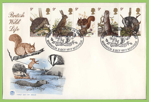 G.B. 1977 Nature set on Stuart First Day Cover, Norfolk Wildlife in Trust