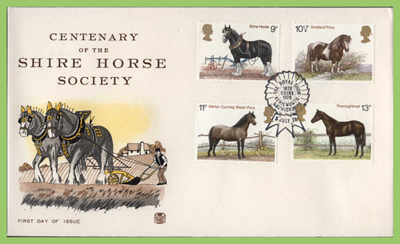 G.B. 1978 Horses set on Stuart First Day Cover, Kenilworth