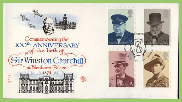 G.B. 1974 Churchill set on Stuart First Day Cover, Blenheim