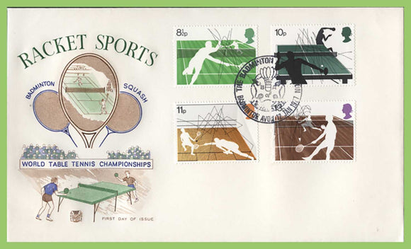 G.B. 1977 Racket Sport set on Stuart First Day Cover, Badminton
