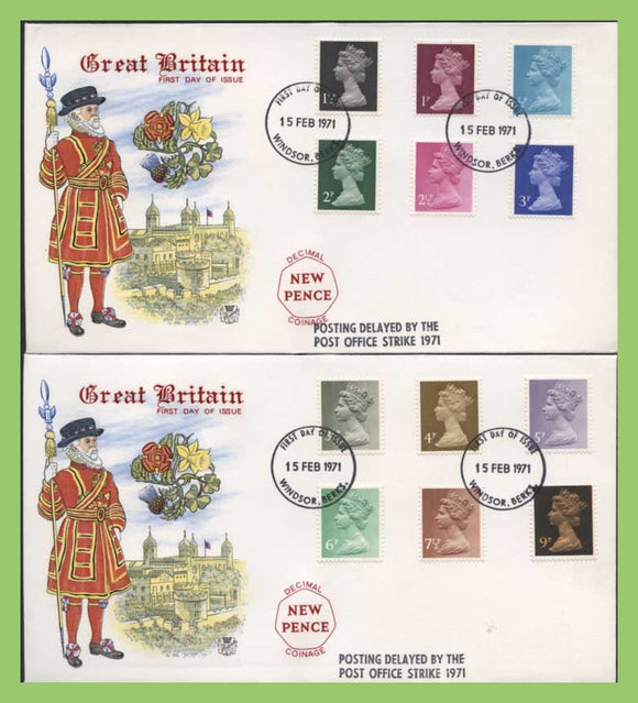 G.B. 1971 Definitives on two Stuart First Day Covers, Windsor