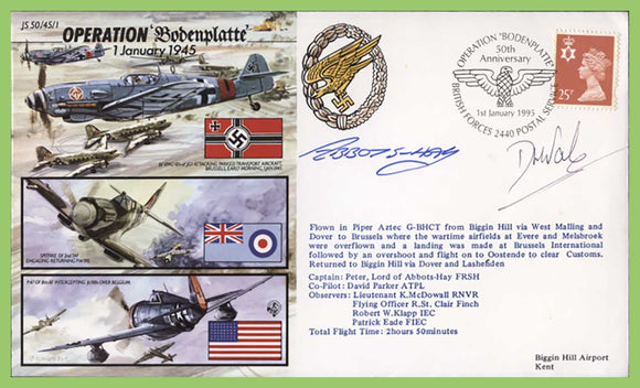 G.B. 1995 RAF Flown and Signed Cover, 'Operation Bodenplatte' JS 50/45/1