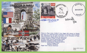 G.B. 1994 RAF Flown and Signed Cover, 'Liberation of Paris' JS 50/44/9