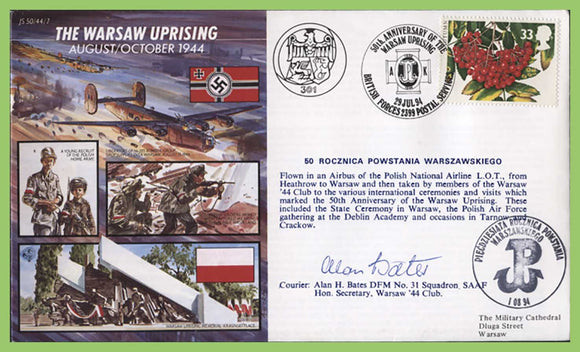 G.B. 1994 RAF Flown and Signed Cover, 'The Warsaw Uprising' JS 50/44/7