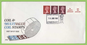 G.B. 1980 10p definitive coil on Philart First Day Cover, London EC1